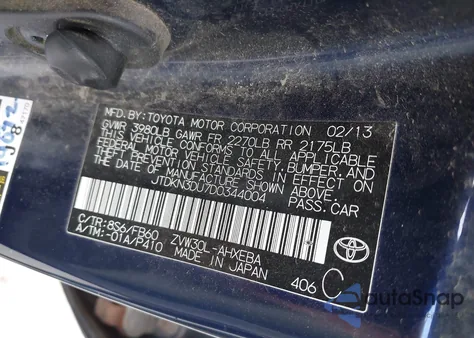 2013 Toyota Prius Three from USA, damaged, VIN JTDKN3DU7D0344004